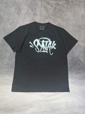 Streetwear Y2K Graphic Tee - Black & Light Blue Chrome Font [SIZES S-XL]